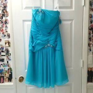 NWT Andrew Adela strapless dress Size 8 in Blue Topaz